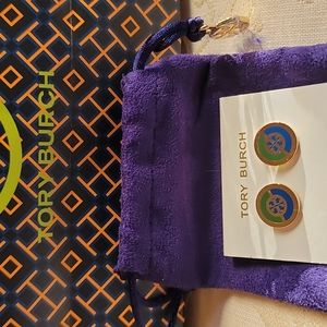 Tory Burch Split Circle Enamel Stud Earring